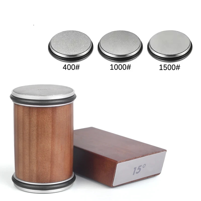 Rollende Messenslijper Set – Magnetisch Hoekblok 15° & 20° + 4 Slijpschijven
