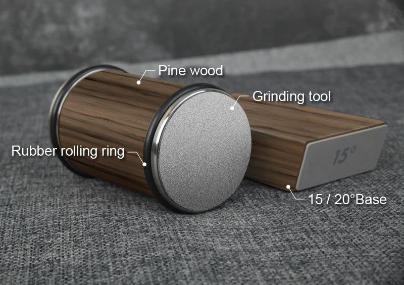 Rollende Messenslijper Set – Magnetisch Hoekblok 15° & 20° + 4 Slijpschijven