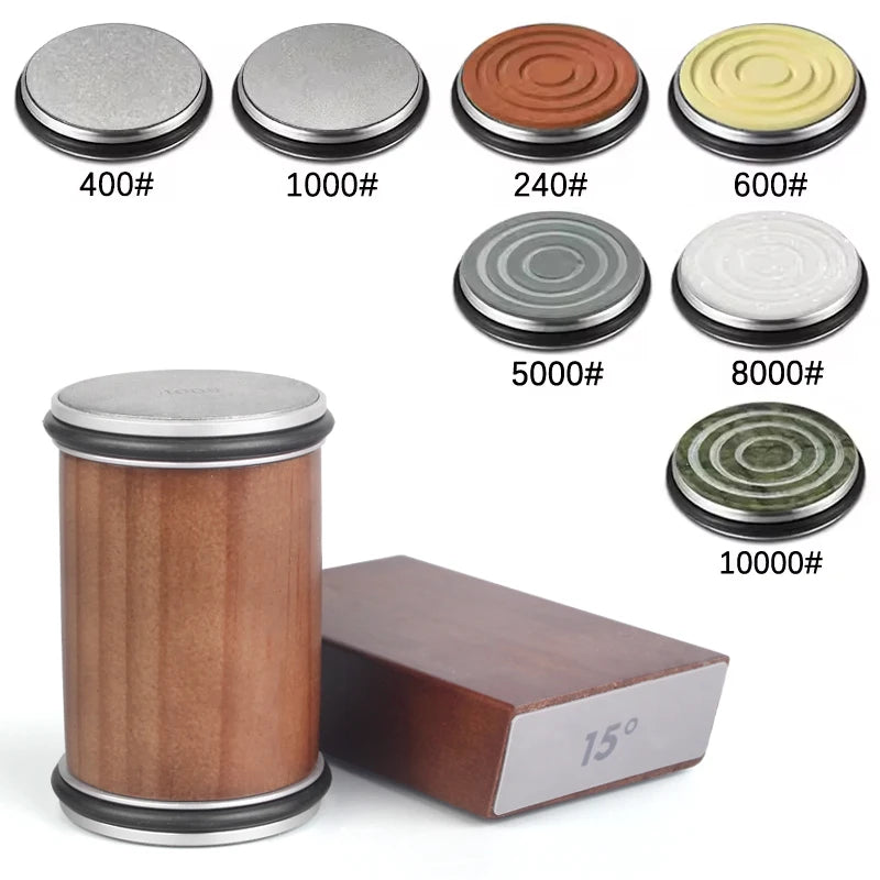 Rollende Messenslijper Set – Magnetisch Hoekblok 15° & 20° + 4 Slijpschijven