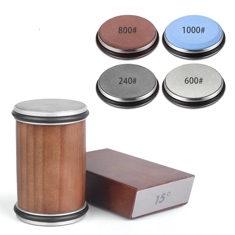 Rollende Messenslijper Set – Magnetisch Hoekblok 15° & 20° + 4 Slijpschijven