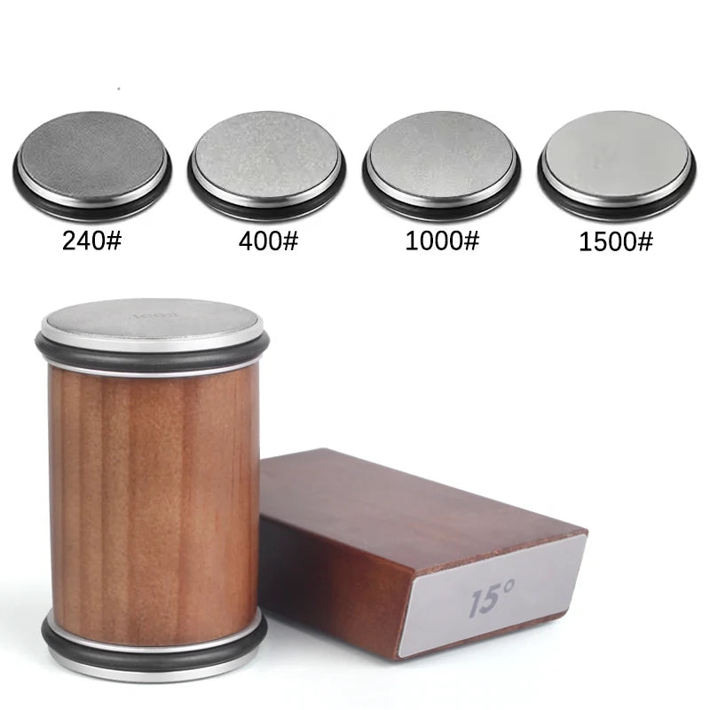 Rollende Messenslijper Set – Magnetisch Hoekblok 15° & 20° + 4 Slijpschijven