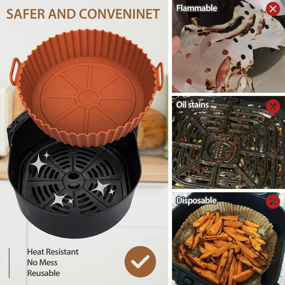 Siliconen Airfryer Pan – Herbruikbaar & Anti-aanbak