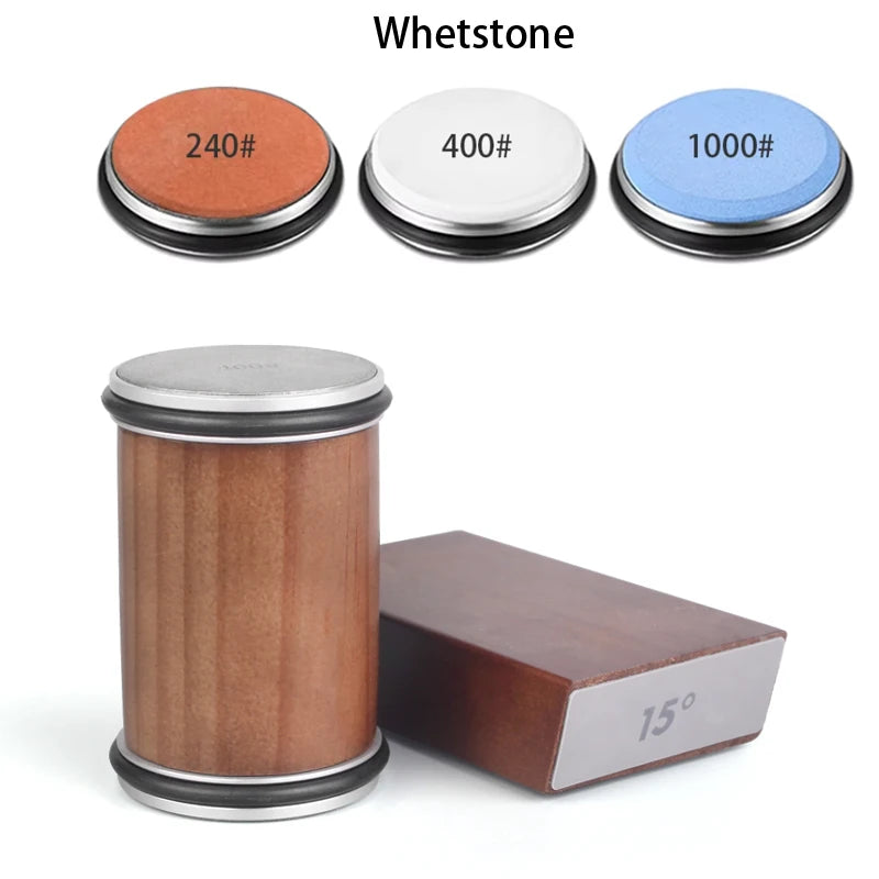 Rollende Messenslijper Set – Magnetisch Hoekblok 15° & 20° + 4 Slijpschijven